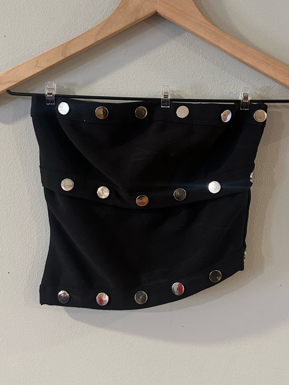 Black Studded Rivet Strapless Tube Top